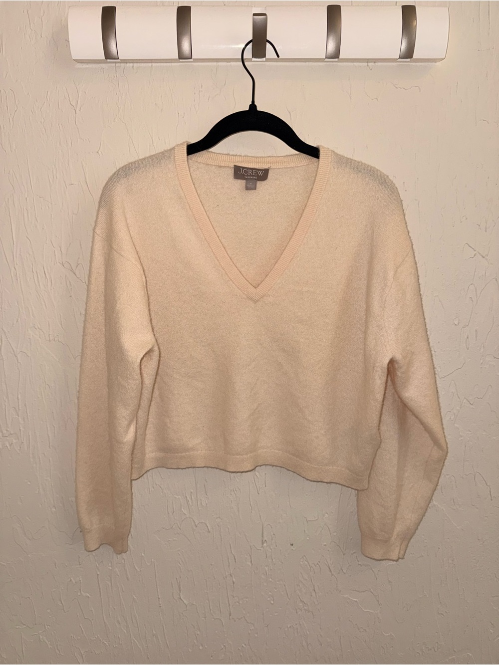 J. Crew Cream V-Neck Cozy Knit Sweater